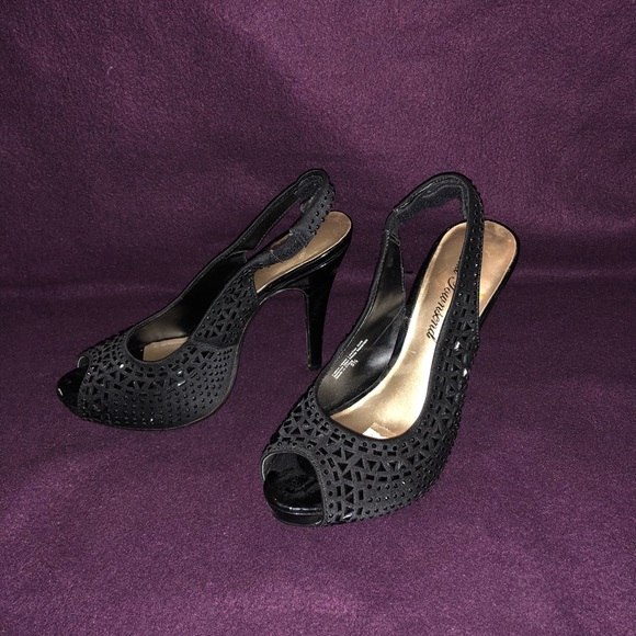 black bedazzled heels